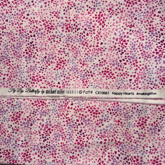 Happy Hearts Pink Purple | Fly By Butterfly | Michael Miller Fabrics | 1/2 Yard - Picture 5 of 6